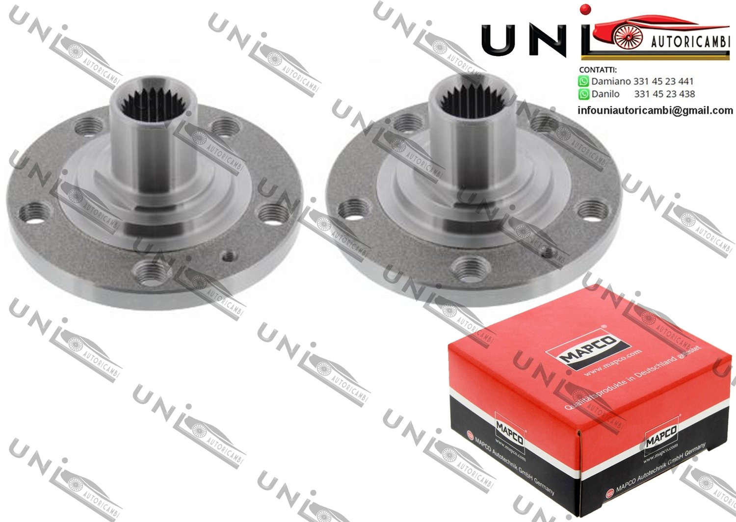 KIT 2 Mozzi Ruota Anteriori Bilaterali / VW Caddy I da 1982 / VW Golf I / Cabriolet / II da 1974 / VW Jetta I da 1978 / VW Scirocco da 1974