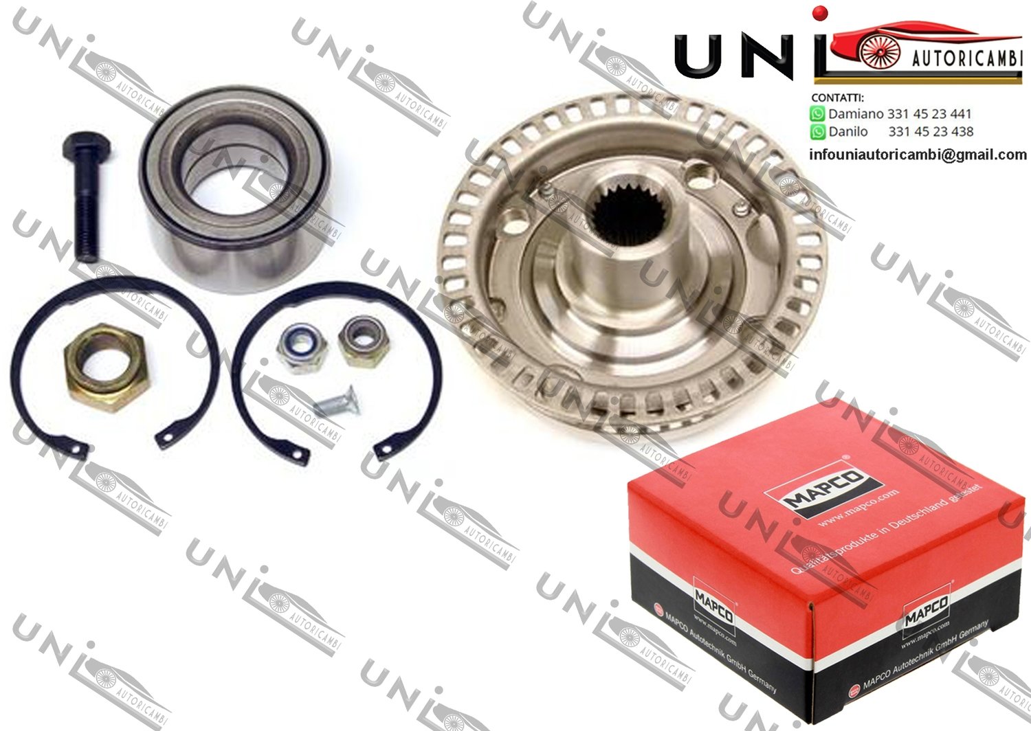 Mozzo Ruota / Kit Cuscinetto Ruota Assale Anteriore Bilaterale / Seat Cordoba / Vario da 1993 / Seat Ibiza II da 1993 / Seat Toledo I da 1991 / VW Caddy II Furgonato da 1995