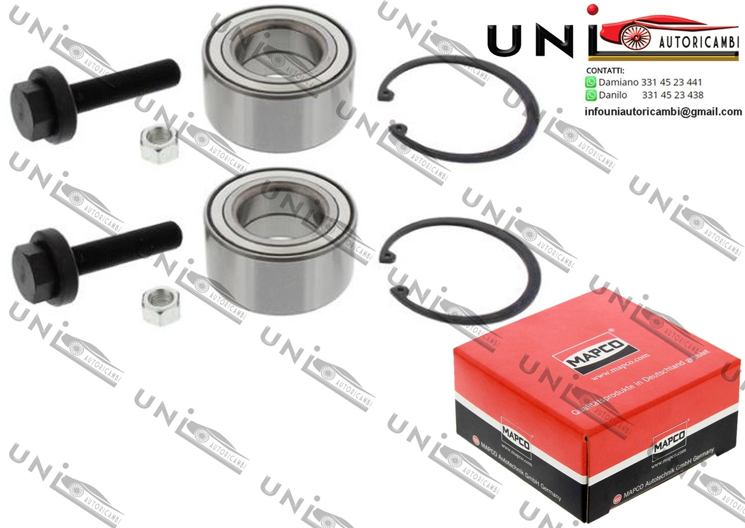 Kit 2 Cuscinetti Ruota Assale Anteriore Bilaterale / Ford Galaxy da 1995 / Seat Alhambra da 1996 / VW Sharan da 1995