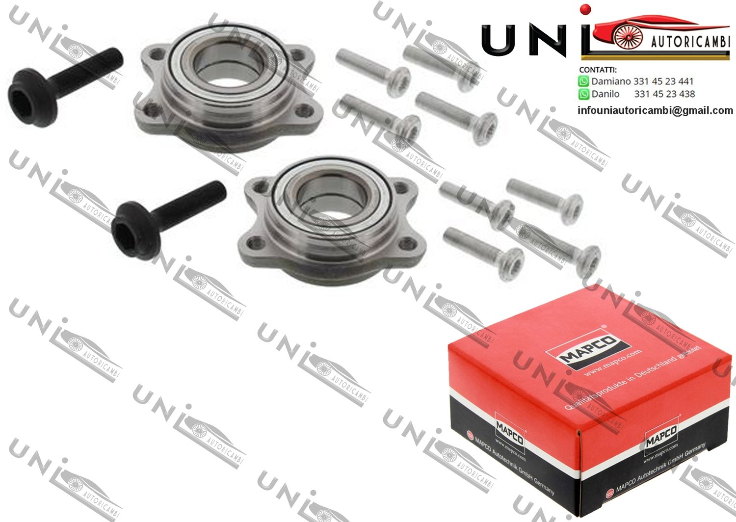 Kit 2 Cuscinetti Ruota Assale Anteriore / Posteriore Bilaterale / Audi A4 / Avant / Cabriolet da 2000 / Audi A6 / Avant da 1997 / Audi A8 da 1996 / Seat Exeo / ST da 2008 / VW Passat / Variant da 2001
