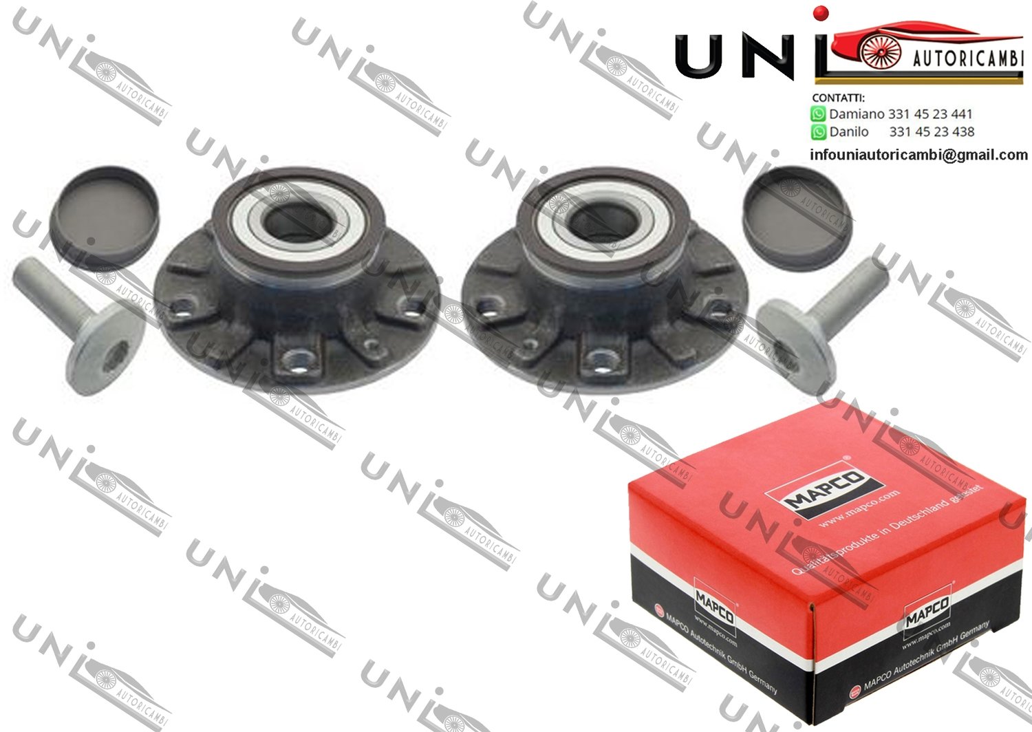 Kit 2 MOZZI Ruota con Cuscinetto Assale Posteriore Audi A3 / Cabriolet da 2003 / Audi A3 Limousine / Sportback da 2004 / Seat Altea / XL da 2004 / Seat Leon da 2005 / Seat Leon SC / ST da 2013