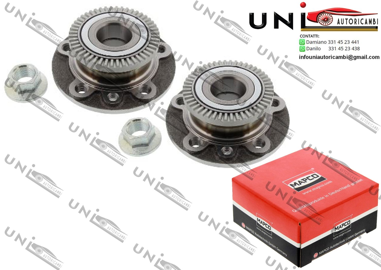 Kit 2 Mozzi Ruota Anteriori con Cuscinetto Bilaterali / Opel Omega A / Station wagon da 1986 / Opel Omega B / Station wagon da 1994 / Opel Senator B da 1987 / Vauxhall Senator / Mk II da 1984