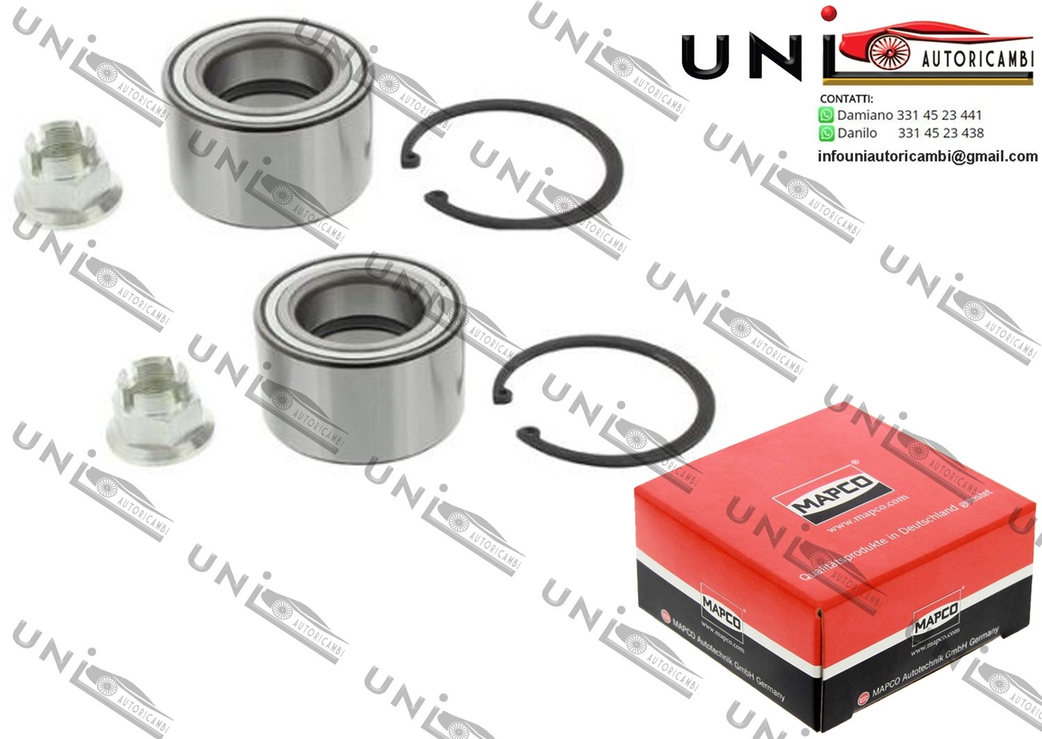 Kit 2 Cuscinetti Ruota Anteriori Bilaterali / Nissan Interstar Autobus / Furgonato / Pianale piatto / Telaio da 2002 / Renault Master II Autobus / Furgonato / Pianale piatto / Telaio da 1998