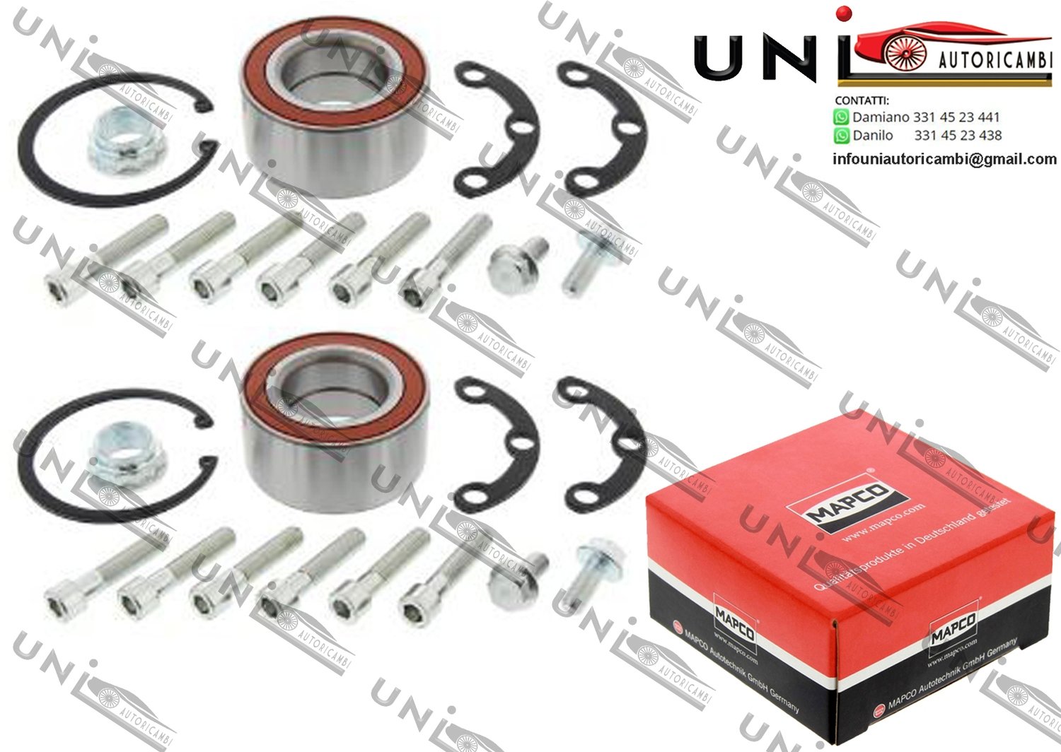 Kit Cuscinetto Ruota Assale Posteriore Bilaterale / Mercedes-Benz 190 da 1982 / Mercedes-Benz Cabriolet da 1992 / Mercedes-Benz Classe CLC da 2008 / Mercedes-Benz Coupe da 1987