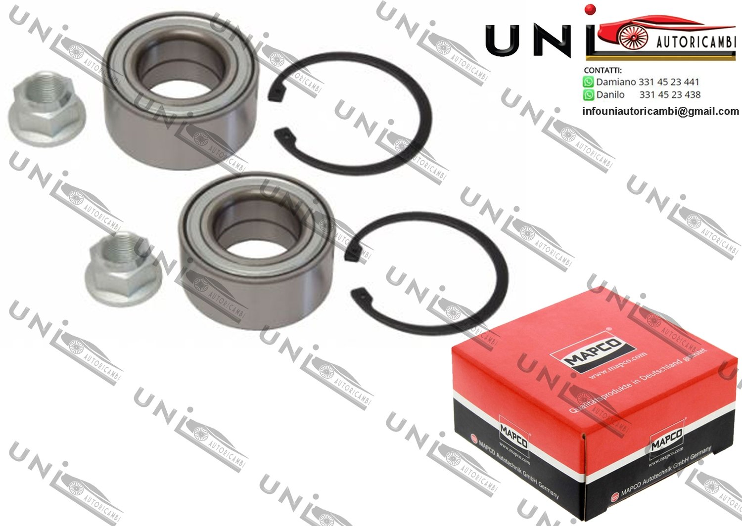 Kit 2 Cuscinetti Ruota Anteriori Bilaterali / Mercedes-Benz Classe C / Station wagon da 2002 / Mercedes-Benz Classe V da 1996 / Mercedes-Benz Vito Autobus / Furgonato da 1996