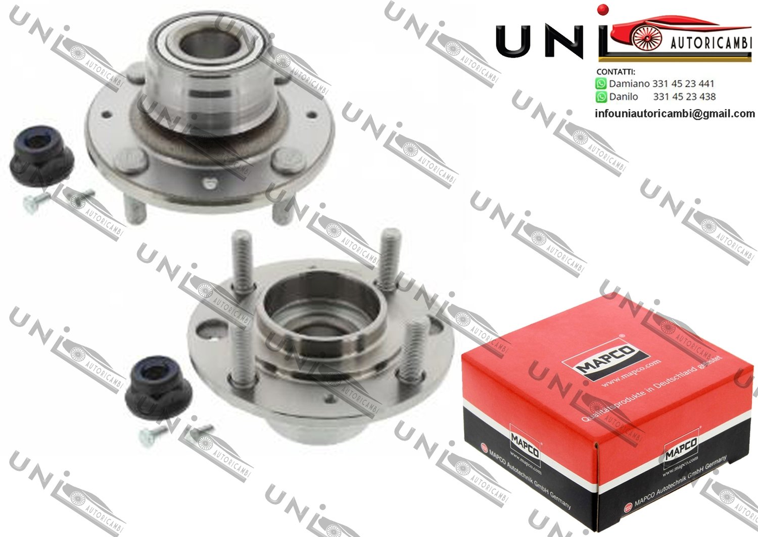 Kit 2 Mozzi Ruota con Cuscinetto Assale Posteriore Bilaterale Sinistro + Destro  / Volvo S40 I da 1995 / Volvo V40 Station wagon da 1995