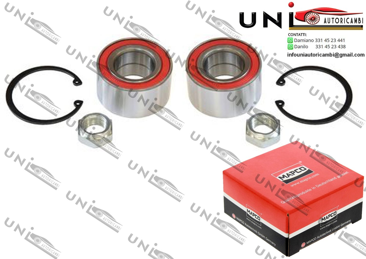 Kit Cuscinetto Ruota Assale Anteriore Bilaterale / Skoda Favorit / Forman / Pick-up da 1989 / Skoda Felicia I / I Pick-up / I SW / II / II SW da 1994 / VW Caddy II Pick-up da 1996