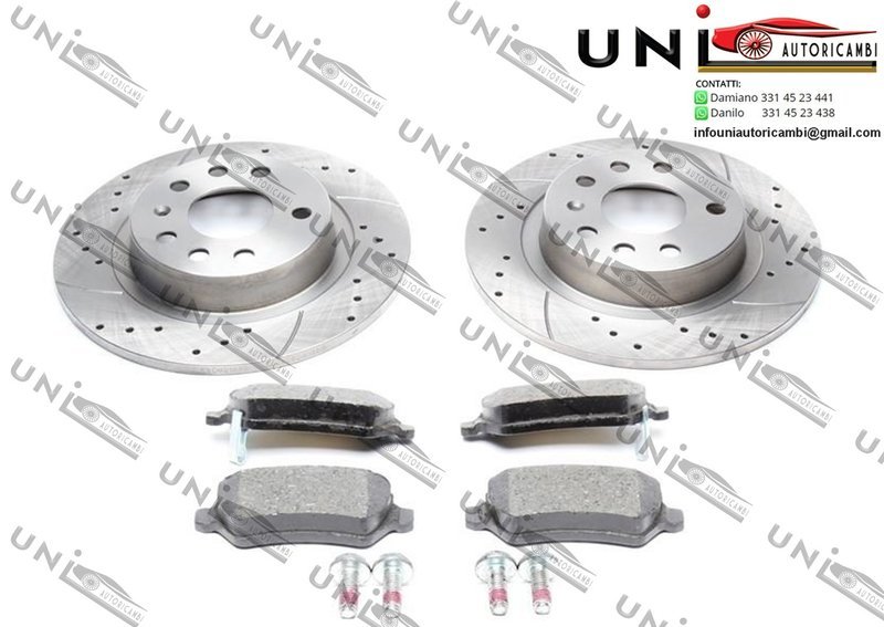 2 DISCHI FORATI E BAFFATI Posteriori 276X10 + Kit pastiglie freno Opel Astra H dal 2005 - Opel Zafira B dal 2005
