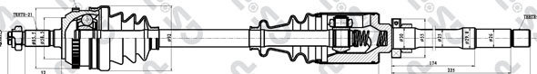 1X Semiasse Anteriore Destro Citroen Saxo (S0, S1) da 02.1996