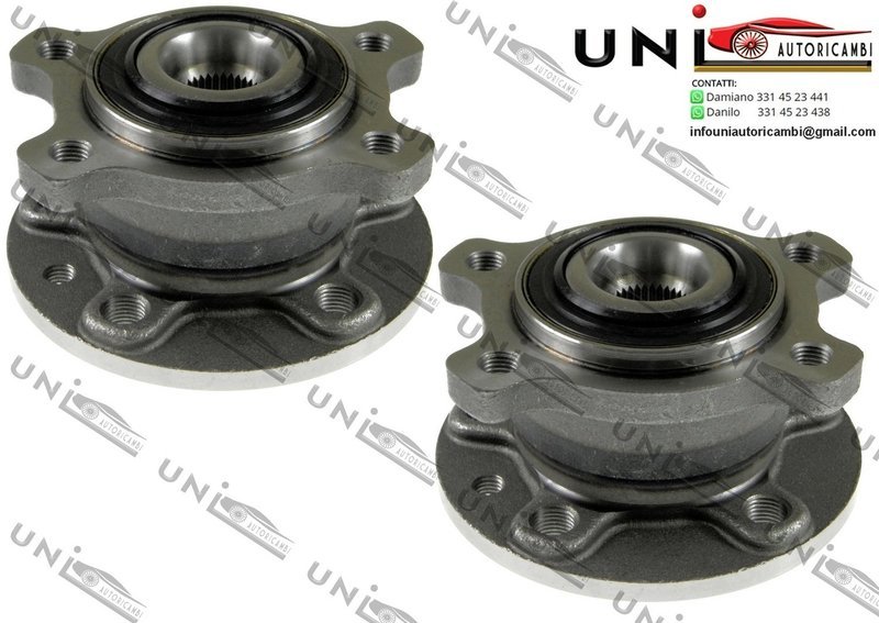 2 Mozzi Ruota Posteriori con Cuscinetto Bilaterale Sinistro + Destro / Volvo S60 II da 2010 / Volvo S80 II da 2006 / Volvo V60 da 2010 / Volvo V70 III da 2007 / Volvo XC70 II da 2009