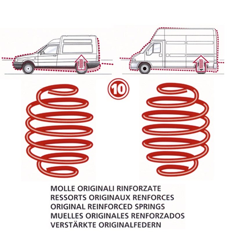 Kit Molle Stabilizzatrici da Carico Posteriori Rinforzate Fiat Idea 188 / Fiat Punto 2 S. / Lancia Musa / Ypsilon da 09.1999 a 2014