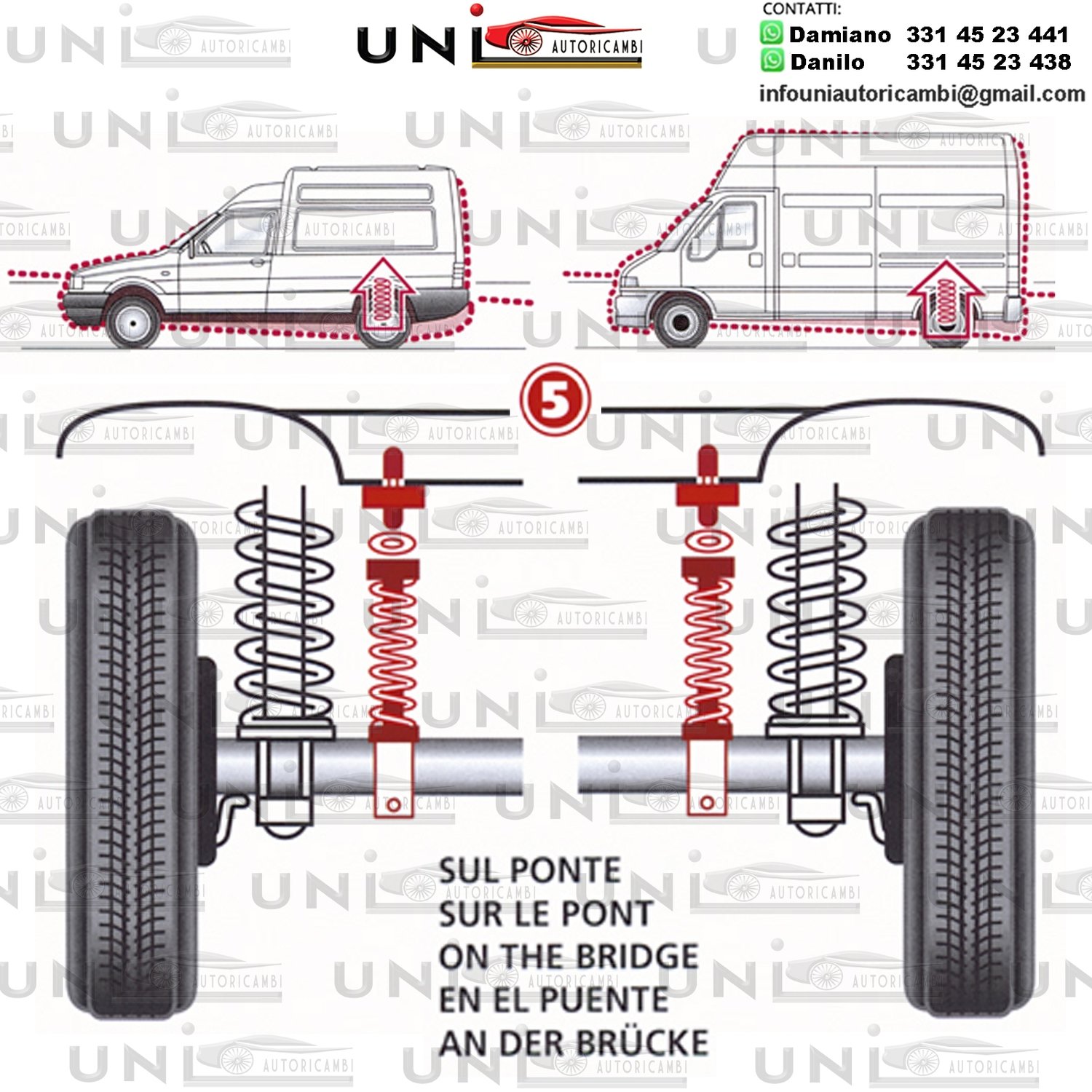 Kit Molle Stabilizzatrici da Carico Posteriori Ford Transit Ponte Quadrato T (4molle) da 09.1985 a 12.1990