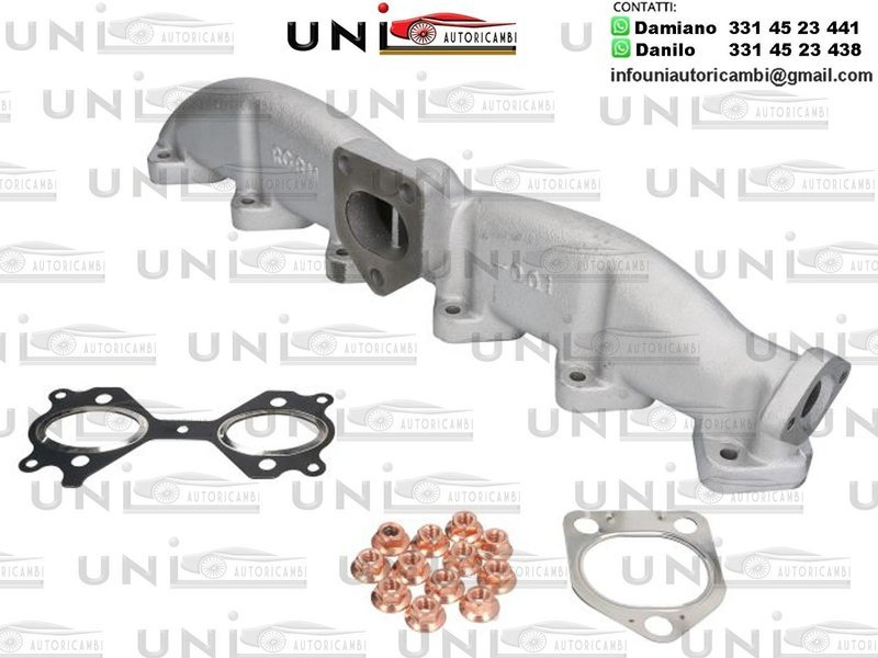 Collettore di scarico per: (set di guarnizioni + viti) BMW Serie 3 (E46), BMW Serie 3 (E90, E91), Serie 5 (E60), 5 (E61), 7 (E65, E66, E67), X3 (E83), X5 (E53) 2.5D / 3.0 D 10.99-12.10