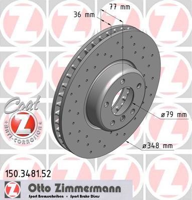DISCO Anteriore Forato 348X36 per: BMW Serie 5 (E60), 5 (E61), 6 (E63), 6 (E64) 3.0D/4.0/4.8 09.04-12.10