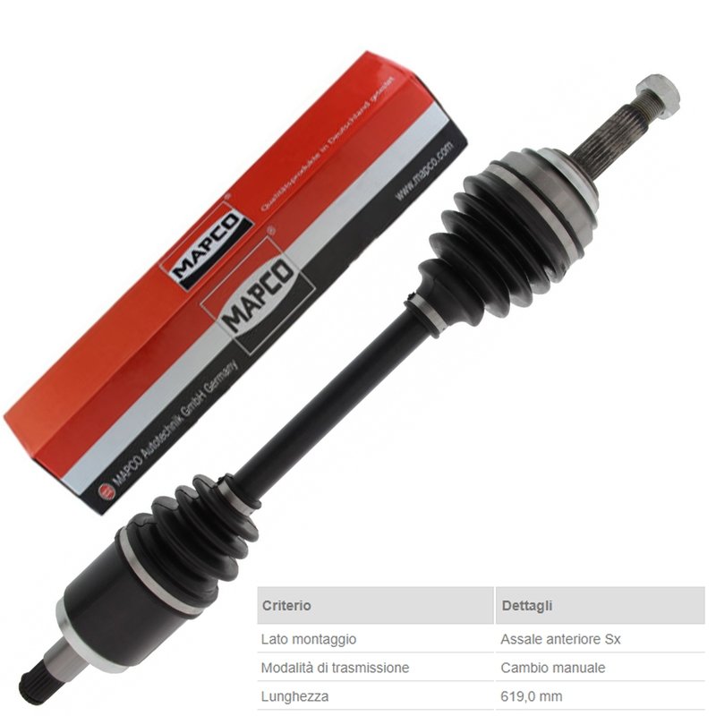 1 Albero Motore / Semiasse Anteriore SINISTRO Skoda Favorit 781 da 1990 / Forman 785 da 1991 / Pick-Up 787 da 1992 / Felicia I da 1994 / Fun 797 da 1997 /  Felicia I Station Wagon 6U1 da 1995
