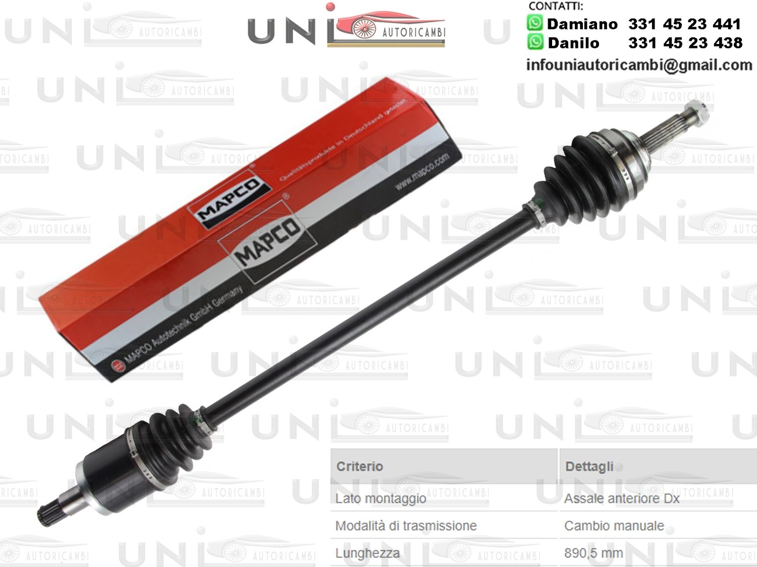 Albero Motore Semiasse Anteriore DESTRO Skoda Favorit da 1989/Forman da 1991/Favorit Pick-up da 1992/Skoda Felicia I da 1994/Felicia Fun  da 1997/Felicia II da 1998/VW Caddy II Pick-up da 1996