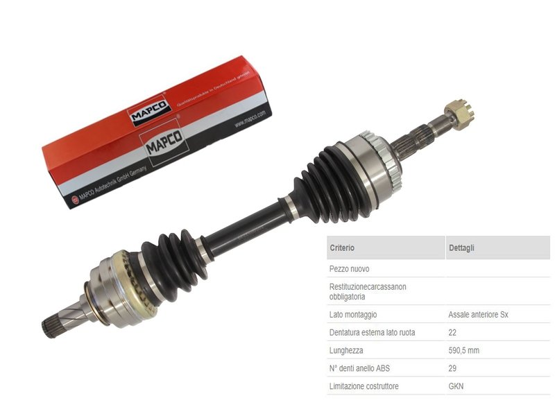 Albero Motore / Semiasse Anteriore SINISTRO/Opel Combo da 1994/Opel Corsa da 1993/Opel Corsa B Furgonato da 1999/Opel Corsa B Station Wagon​ da 1999/Opel Meriva da 2003/Opel Meriva da 2003/