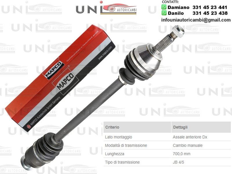 Albero Motore / Semiasse Anteriore DESTRO /  Renault Super 5 (B/C40)​  da 1984 /  Renault Super 5 (B/C40)​ Cat da 1985 / Renault Super 5 (B/C40) Turbo  da 1985 /