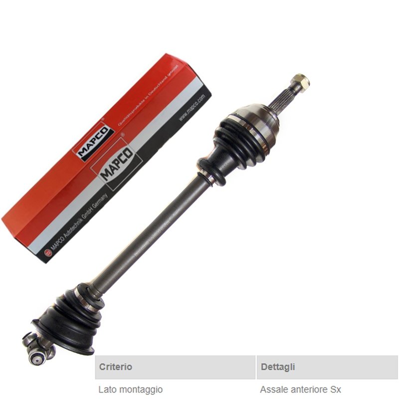 1 Albero Motore / Semiasse Anteriore SINISTRO/ Renault 21 (B48) da 1989/ Renault 21 Furgonato (S48)​ da 1986/ Renault 21 Station wagon (K48) da 1986/ Renault 21 Tre volumi (L48) ​ da 1986