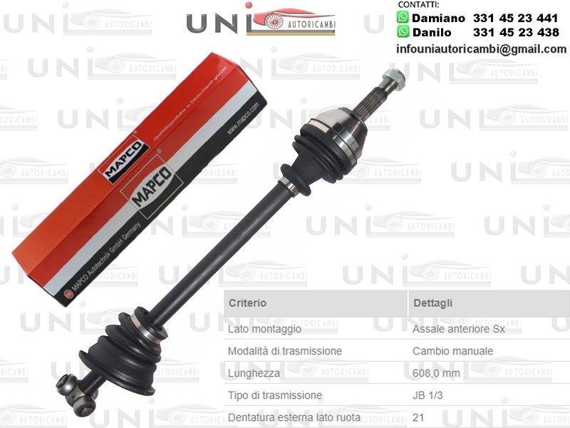 Albero Motore / Semiasse Anteriore DESTRO/Renault Clio I (B/C57,5/357) da 05.1990 a 09.1998
