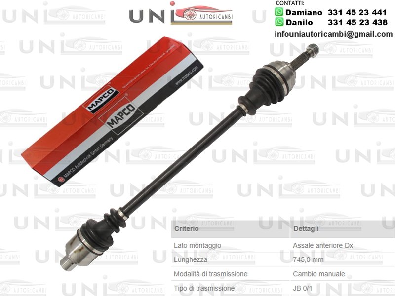Albero Motore / Semiasse Anteriore DESTRO/ Renault Twingo I (C06) da 03.1993 a 10.1996