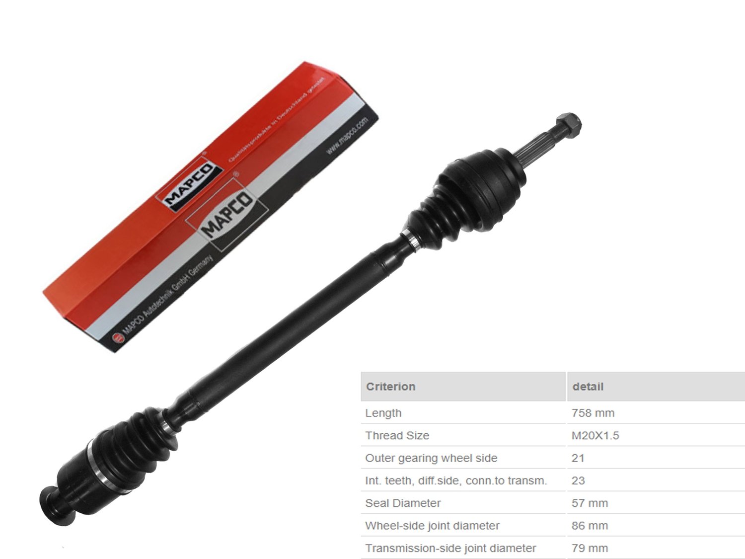 1 Albero Motore / Semiasse Anteriore DESTRO /Renault Megane I (BA0/1) da 1996/Renault Megane I Cabriolet (EA0/1) da 1996/Renault Megane I Classic (LA0/1) da 1996/ Renault Megane I Coach (DA0/1) ​/