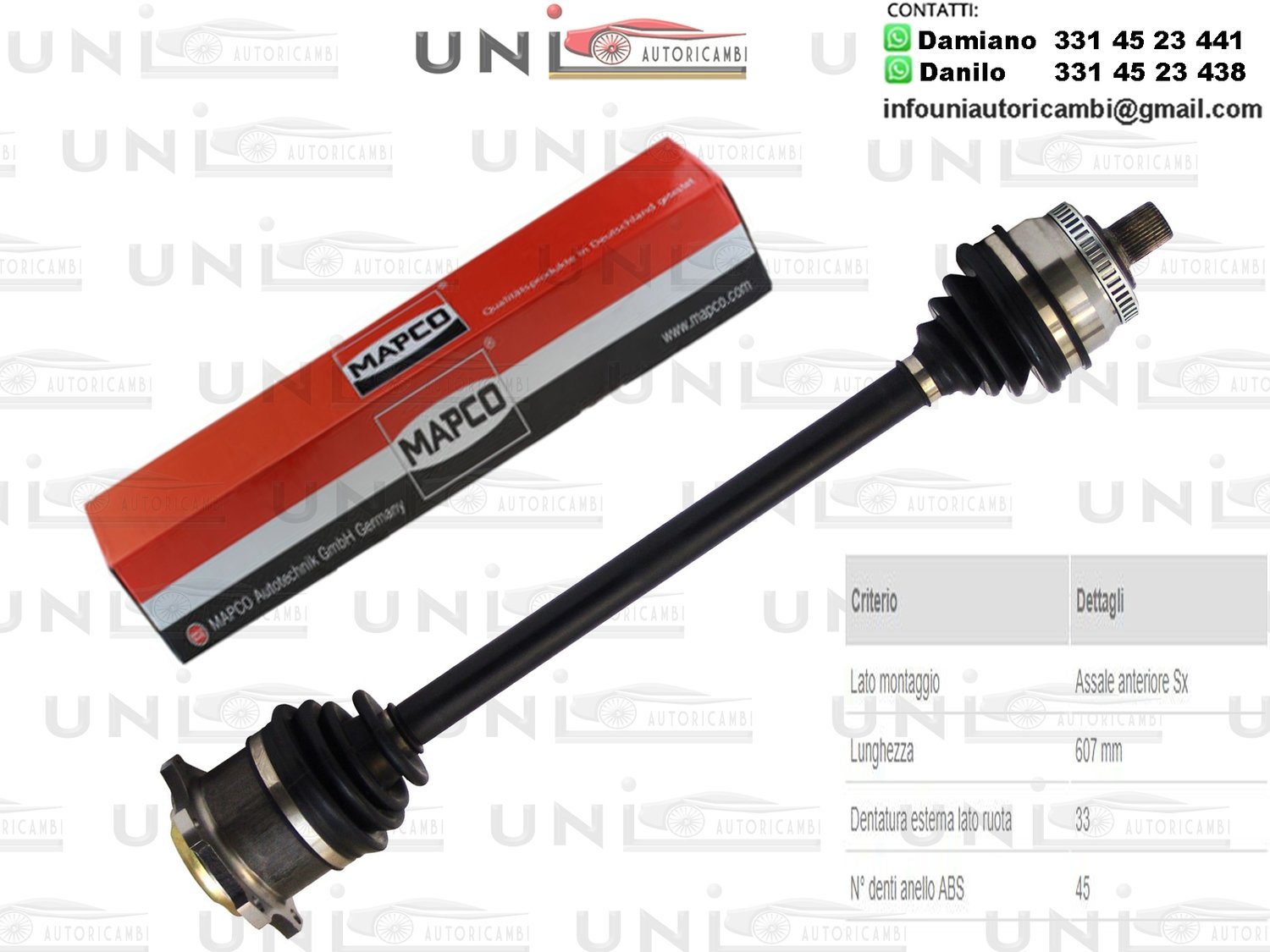 Albero Motore / Semiasse Anteriore DESTRO / Audi A4 da 1995 / Audi A4 Avant da 1996 / Skoda Superb I da 2001 / VW Passat da 1996 /