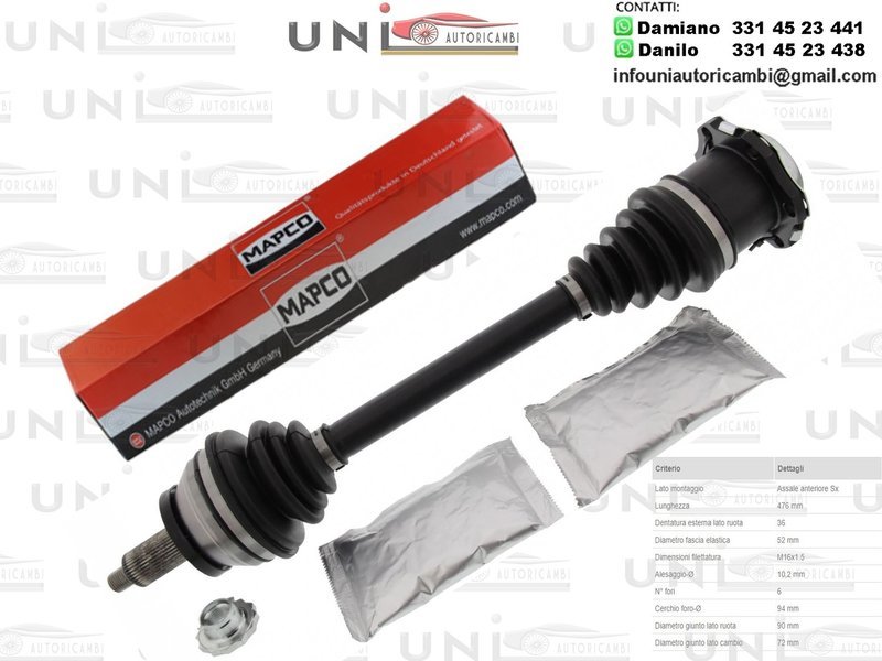 Albero Motore / Semiasse Anteriore DESTRO / Seat Cordoba da 2002/Seat Ibiza IV da 2002/Skoda Fabia I da 1999/Skoda Fabia I Combi da 2000/Skoda Fabia I Praktik da 2001/