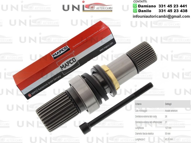 Albero Motore / Semiasse Anteriore DESTRO/VW Multivan T5 da 2003/VW Multivan T6 da 2015/VW Transporter T5 Autobus da 2003/VW Transporter T5 Furgonato da 2003/VW Transporter T5 Pianale Piatto/