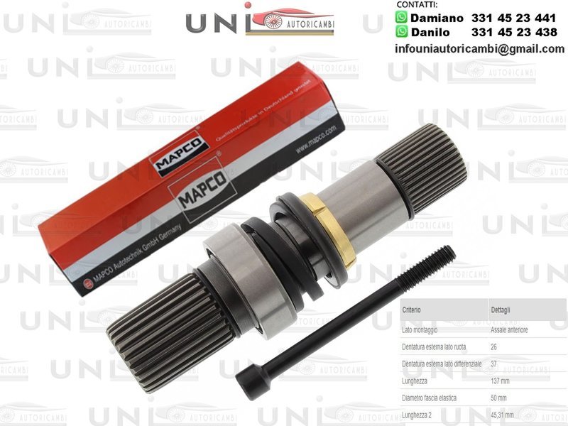 Albero Motore / Semiasse Anteriore DESTRO/VW Multivan T5 da 2003/VW Multivan T6 da 2015/VW Transporter T5 Autobus da 2003/VW Transporter T5 Furgonato da 2003/VW Transporter T5 Pianale Piatto/