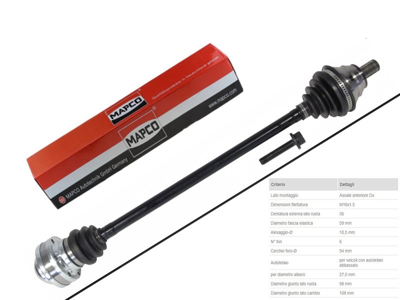 1 Semiasse Anteriore DESTRO DX AUDI A3 VW TOURAN PASSAT GOLF V VI SKODA OCTAVIA