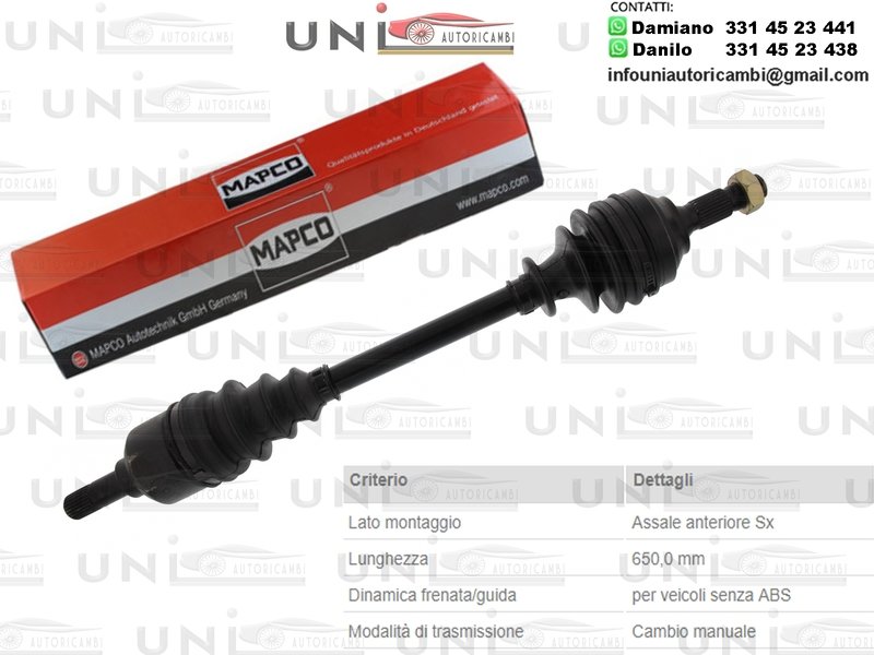 Albero Motore / Semiasse Anteriore SINISTRO Citroen Xantia da 1993/Citroen Xantia ​Break da 1995/