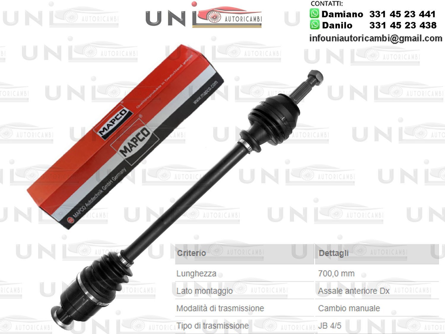 Albero Motore / Semiasse Anteriore DESTRO / Renault Clio I (B/C57,5/357) da 05.1990 a 09.1998