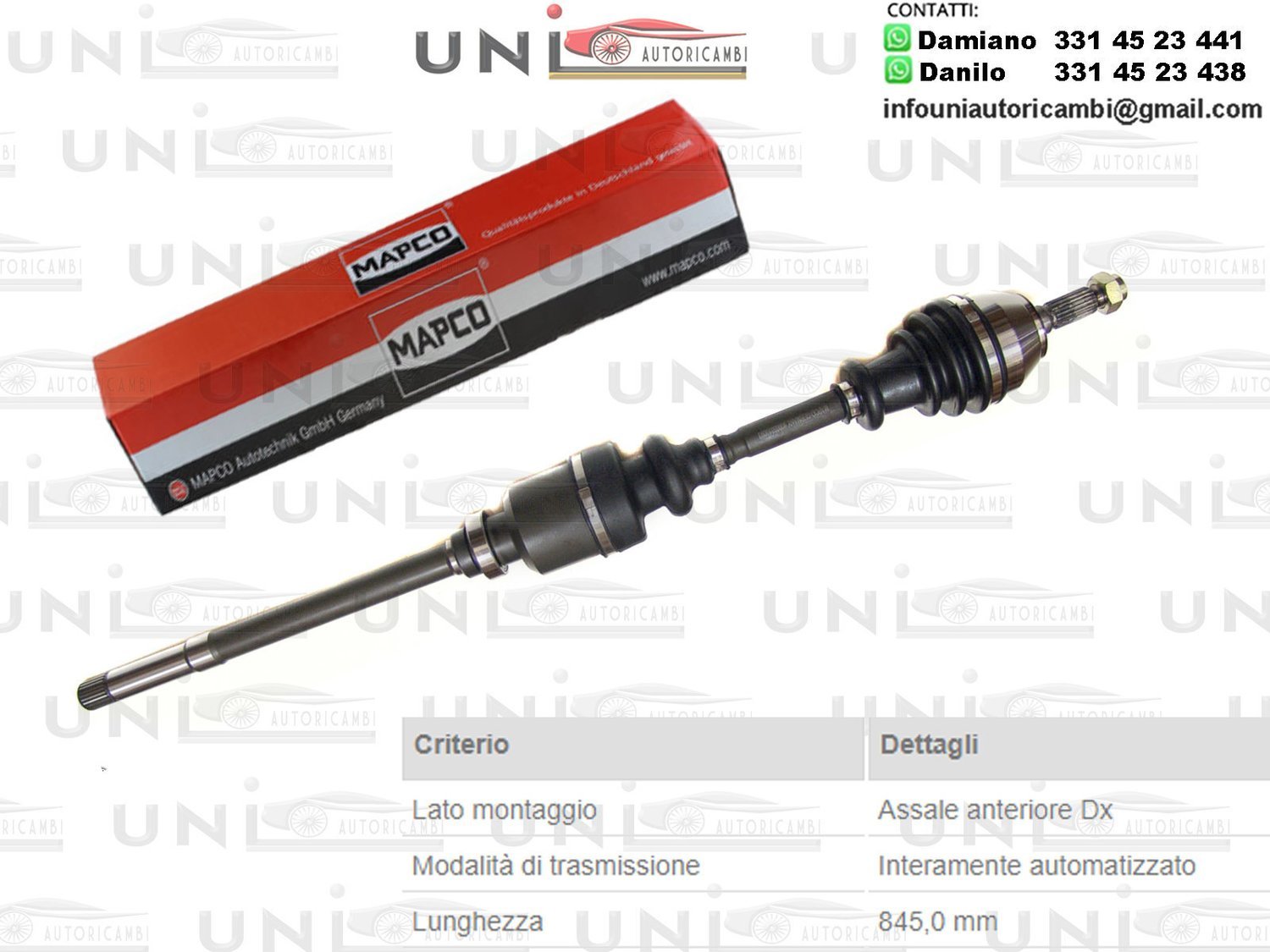 Albero Motore / Semiasse Anteriore DESTRO/Citroen C 15 da1984/ Citroen Vista 17  D da 1984/ Peugeot 205 I da 1986/Peugeot 205 ​II da 1987/