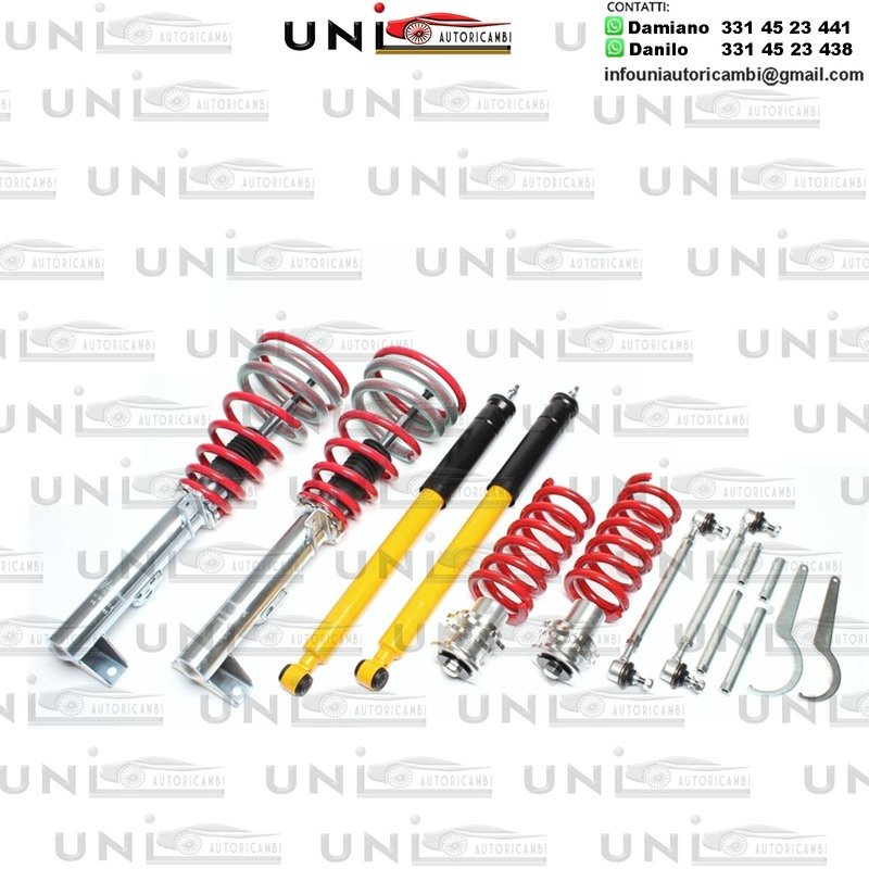 Assetto a Ghiera Regolabile + 2 Biellette Sportive regolabili per: 	 - Mercedes Classe C Berlina W203 dal 2000-  - Mercedes Classe C Station Wagon S203 dal 2000   - Mercedes CLK W209 dal 2002-2010