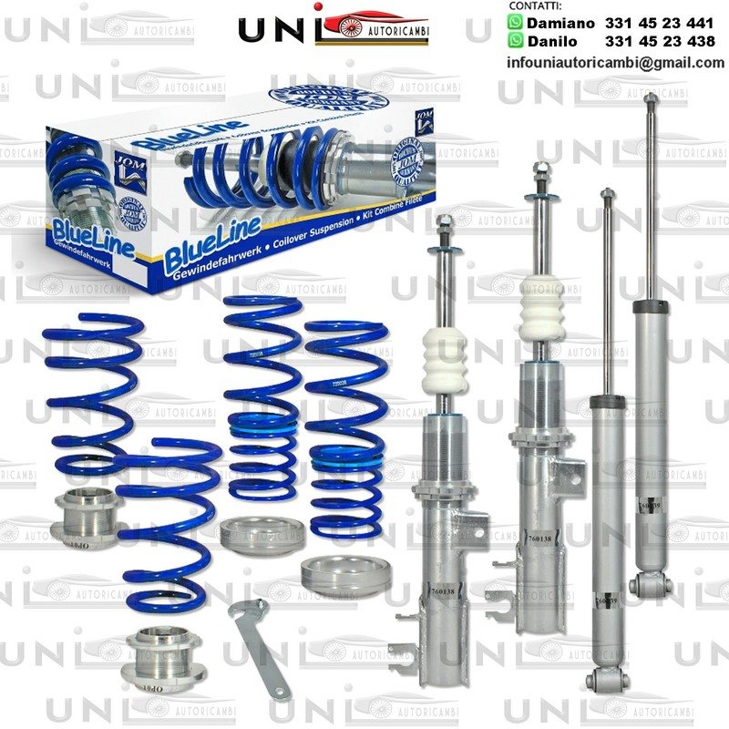 Assetto a Ghiera Regolabile 4 Ammortizzatori Sportivi Molle Ribassate Fiat Grande Punto Tipo 199 dal 2008 1.2 / 1.4 / 16V / 1.3D / 1.4T-Jet / 1.9D