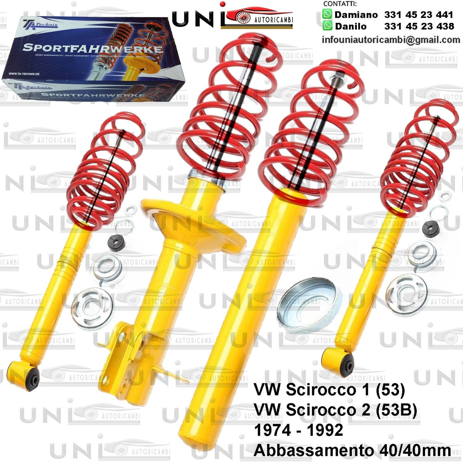 Kit Assetto Sportivo Fisso Tatechnix VW Scirocco l / ll (53, 53B) da 04.1974 a 08.1992