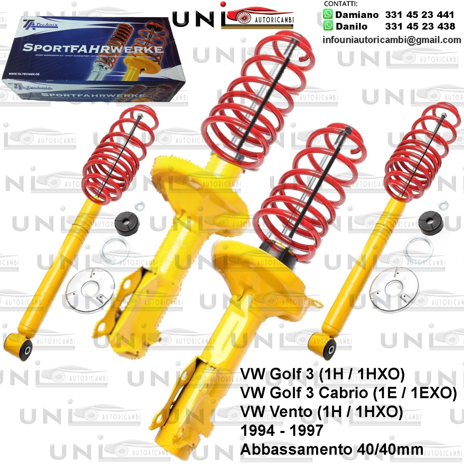 Kit Assetto Sportivo Fisso Tatechnix VW Golf lll (1H / 1HXO) da 09.1994 a 09.1997