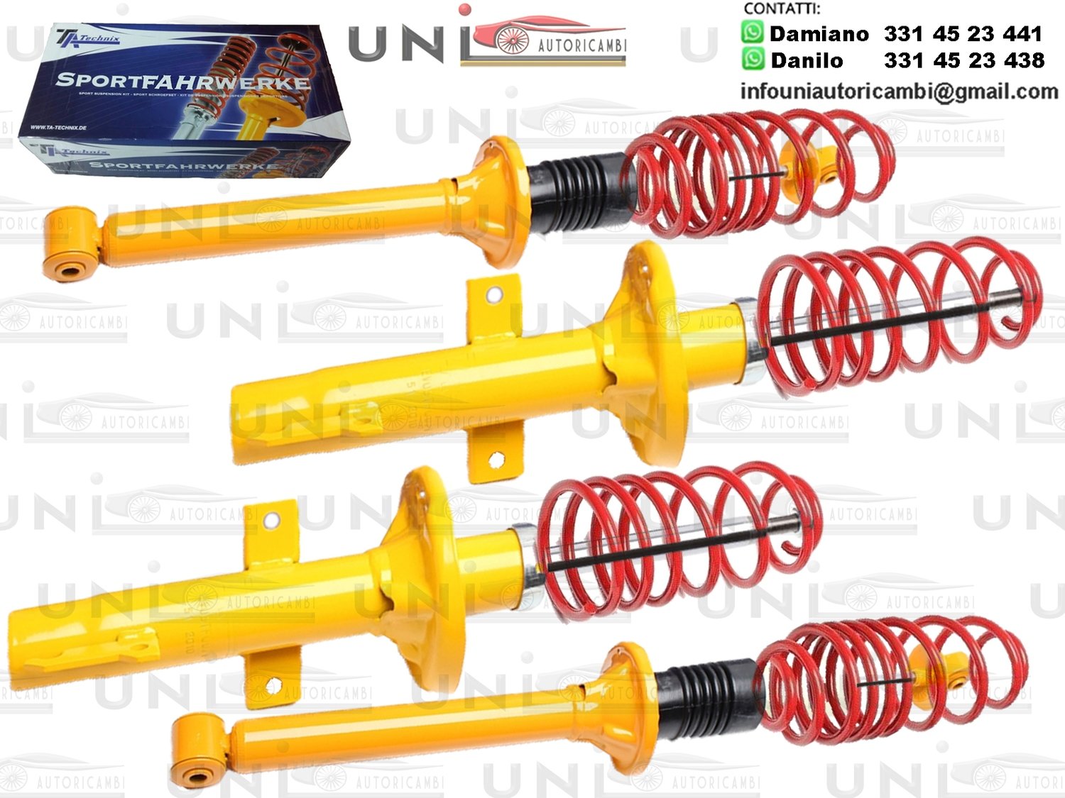 ASSETTO FISSO COMPOSTO da: 4 Ammortizzatori Sportivi + 4 Molle Ribassate 35/35mm Ford Escort V + VI (GAL) da 10.1990 a 01.1995