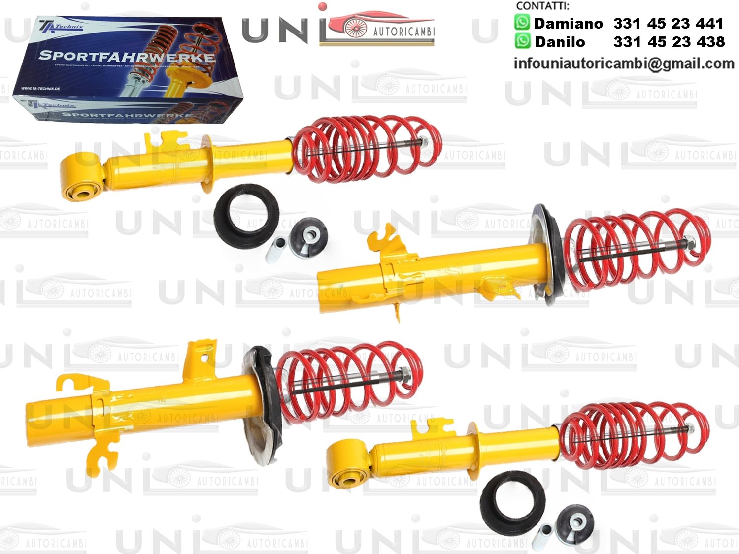 ASSETTO FISSO COMPOSTO da: 4 Ammortizzatori Sportivi + 4 Molle Ribassate 40/40 mm per: Mini Cooper S R53 dal 2002-2006