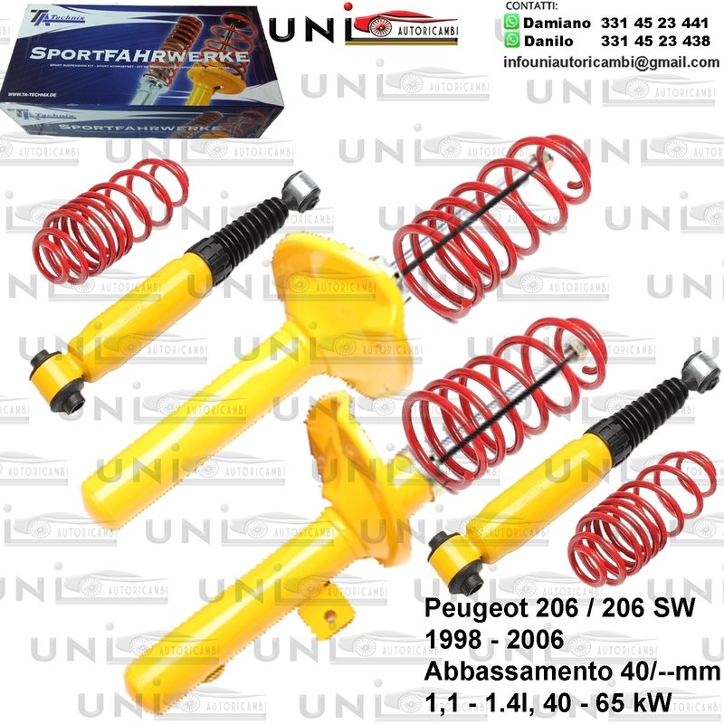 Kit Assetto Sportivo Fisso Tatechnix Peugeot 206 / 206 SW (HFZ / HFY / KFX / HFX / KFW / KFU) da 05.1996 - 07.2003