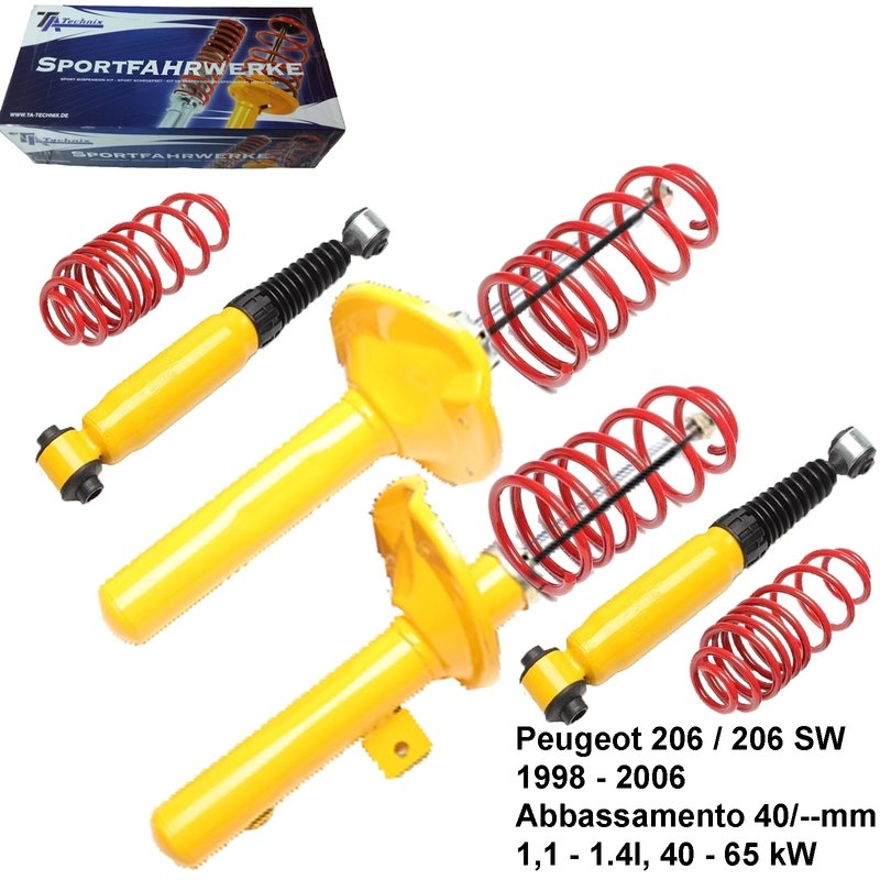 Kit Assetto Sportivo Fisso Tatechnix Peugeot 206 / 206 SW (HFZ / HFY / KFX / HFX / KFW / KFU) da 05.1996 - 07.2003