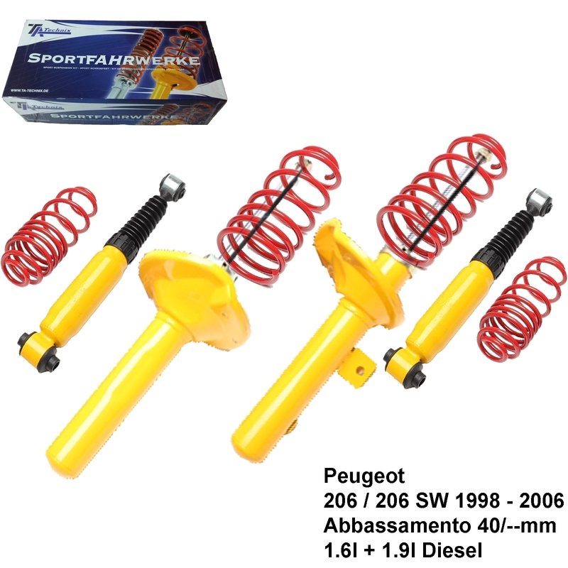 Kit Assetto Sportivo Fisso Tatechnix Peugeot 206 / CC / SW (NFZ / WJZ / WJY / NFU) da 08.1998 a 2006