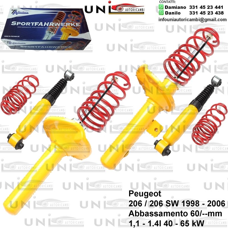 Kit Assetto Sportivo Fisso Tatechnix Peugeot 206 / 206 SW (HFZ / HFY / KFX / HFX / KFW / KFU) da 08.1998 a 2006