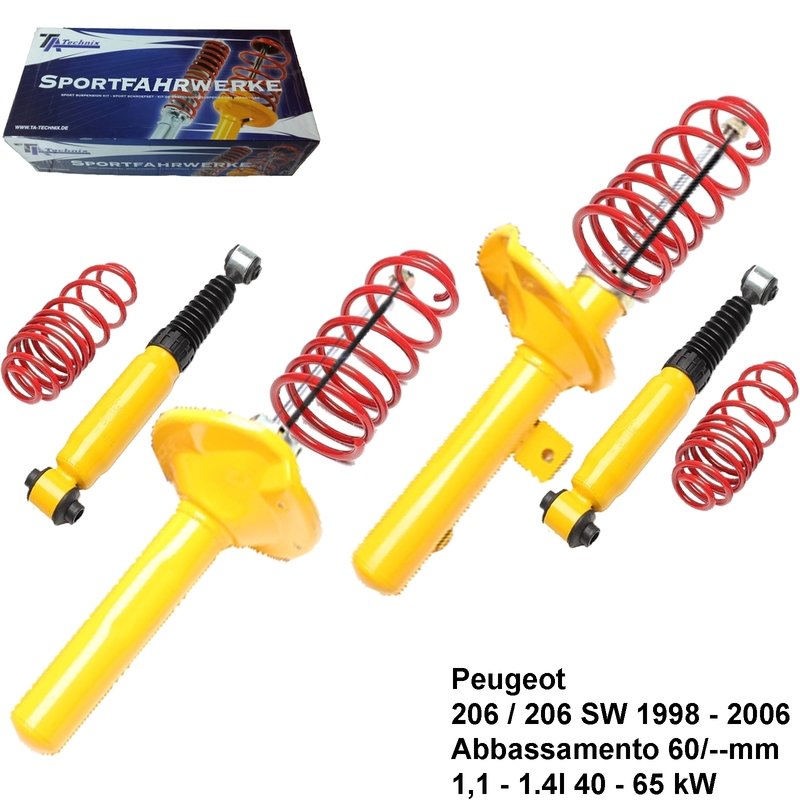 Kit Assetto Sportivo Fisso Tatechnix Peugeot 206 / 206 SW (HFZ / HFY / KFX / HFX / KFW / KFU) da 08.1998 a 2006