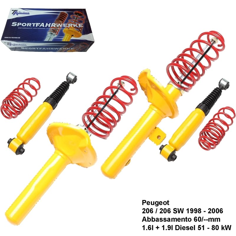 Kit Assetto Sportivo Fisso Tatechnix Peugeot 206 / SW / CC (NFZ / WJZ / WJY / NFU) da 08.1998 a 2006