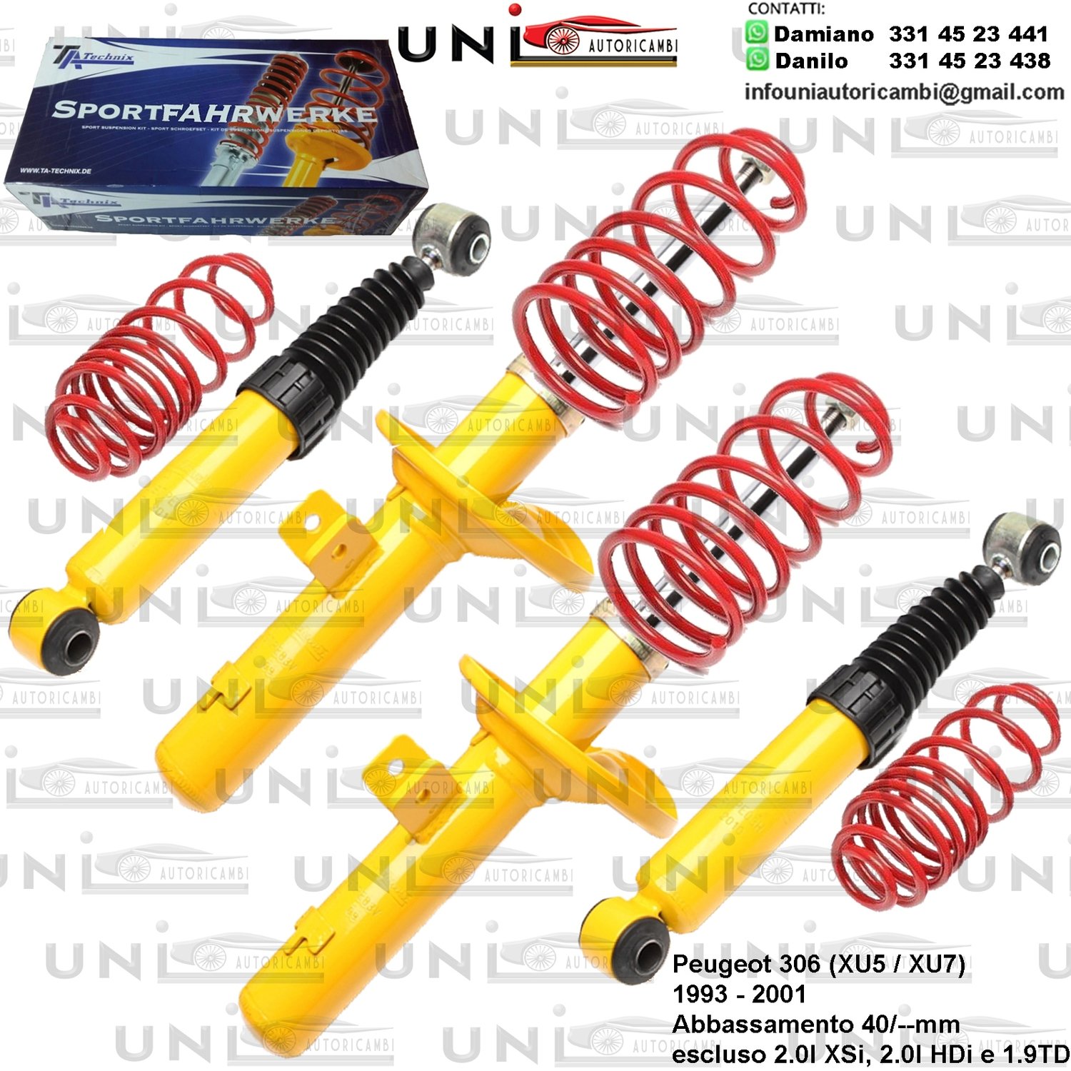 Kit Assetto Sportivo Fisso Tatechnix Peugeot 306 (XU5 / XU7) da 03.1993 a 2001