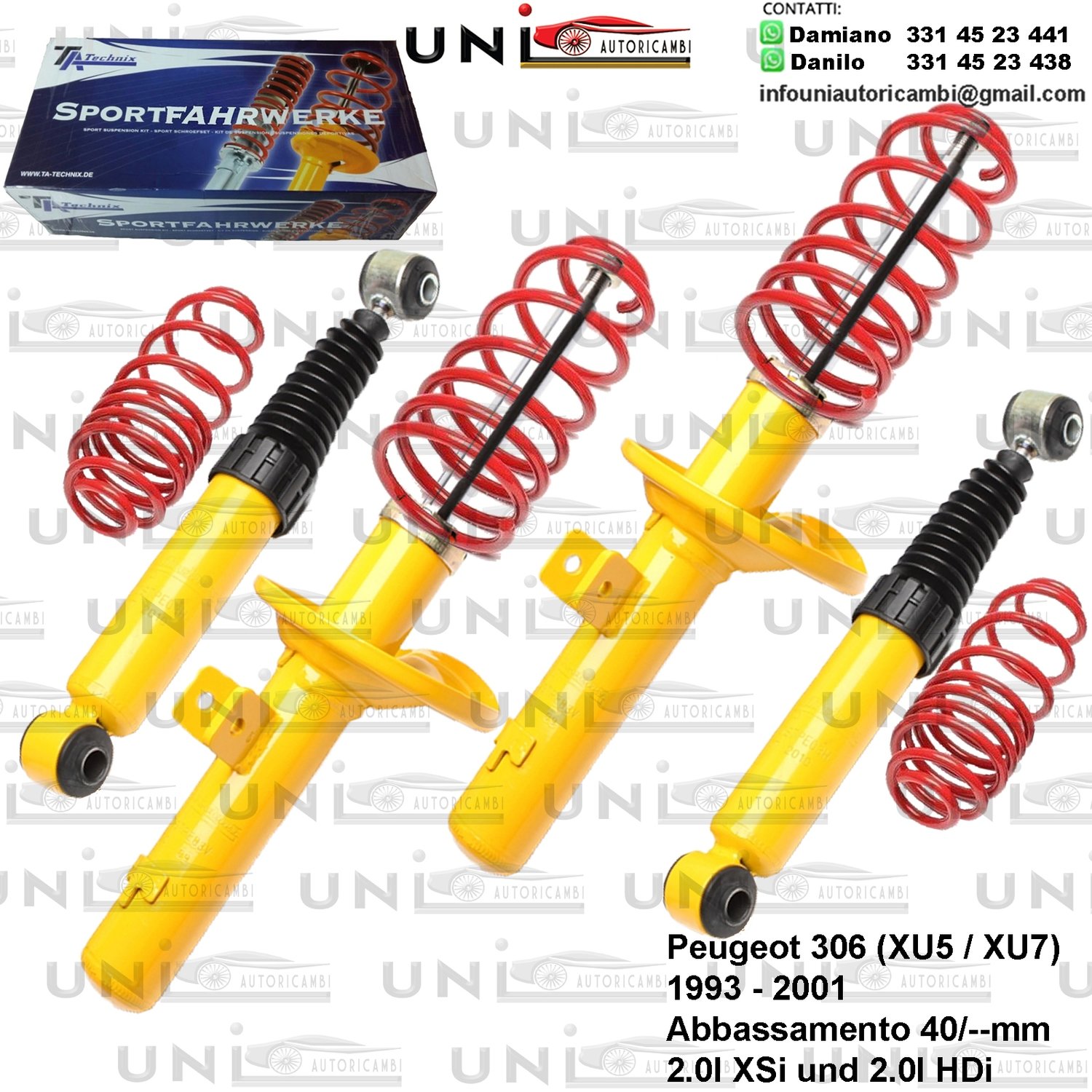 Kit Assetto Sportivo Fisso Tatechnix Peugeot 306 (XU5 / XU7) da 03.1993 a 2001