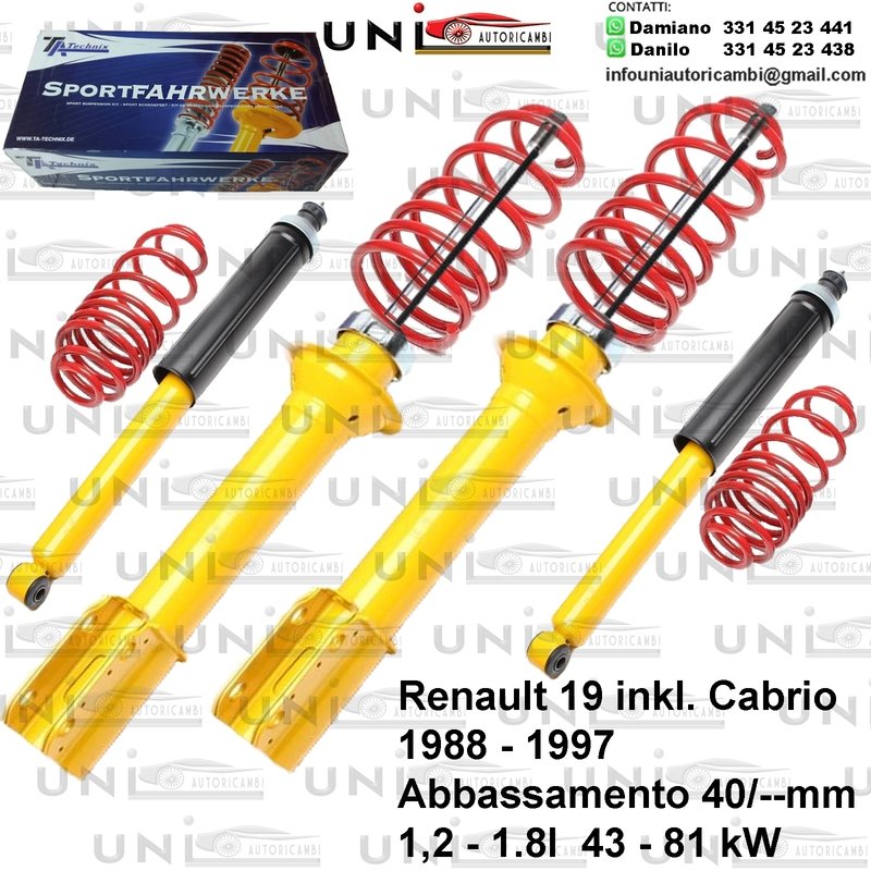 Kit Assetto Sportivo Fisso Tatechnix Renault 19 / Cabrio (B/C53 / L53 / D53 / X53) da 05.1988 a 1997
