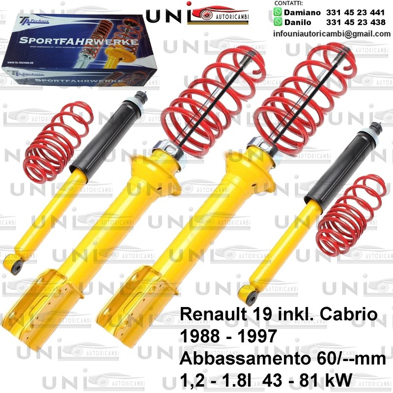 Kit Assetto Sportivo Fisso Tatechnix Renault 19 / Cabrio (B/C53 / L53 / D53 / X53) da 05.1988 a 1997